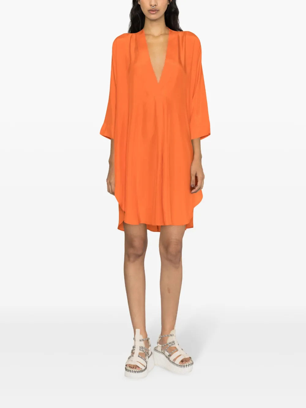 V-Neck Silk Midi Kaftan