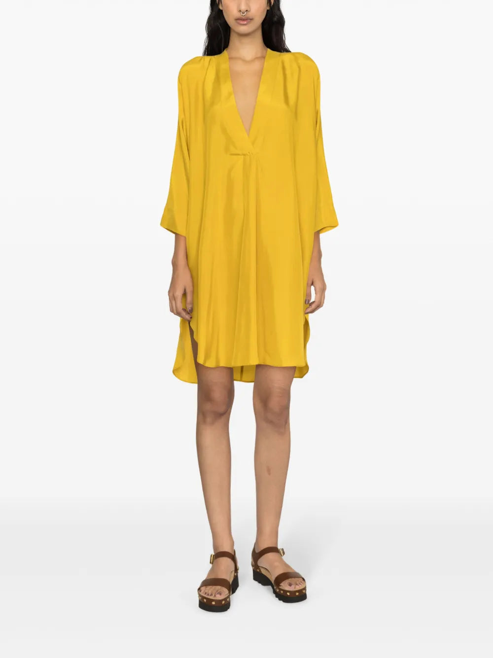 V-Neck Silk Midi Kaftan