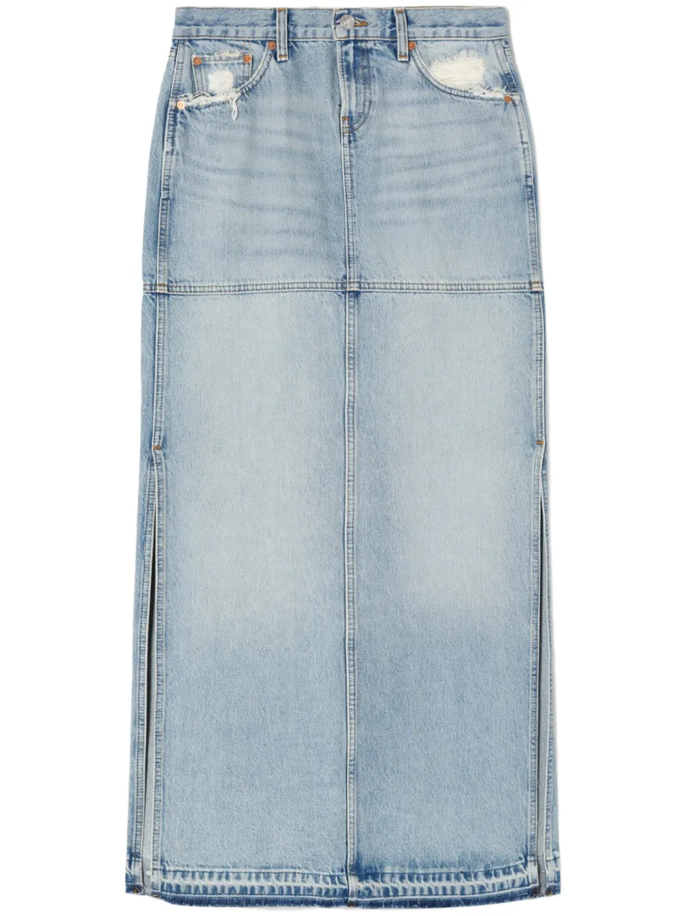 Side-Slit Denim Maxi Skirt