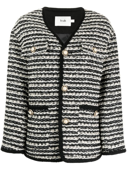 V-Neck Striped Jacket