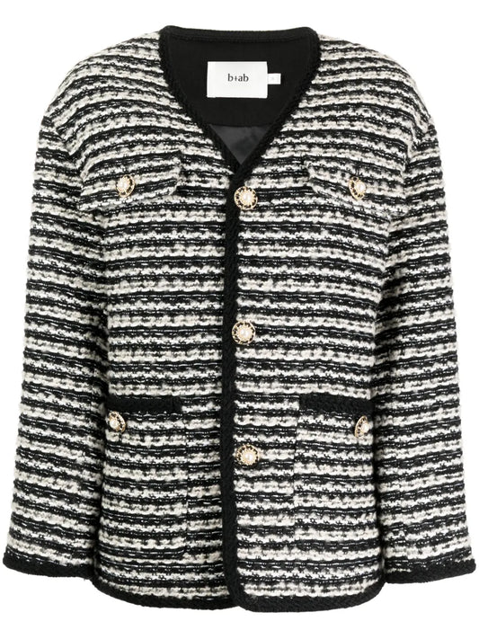 V-Neck Striped Jacket