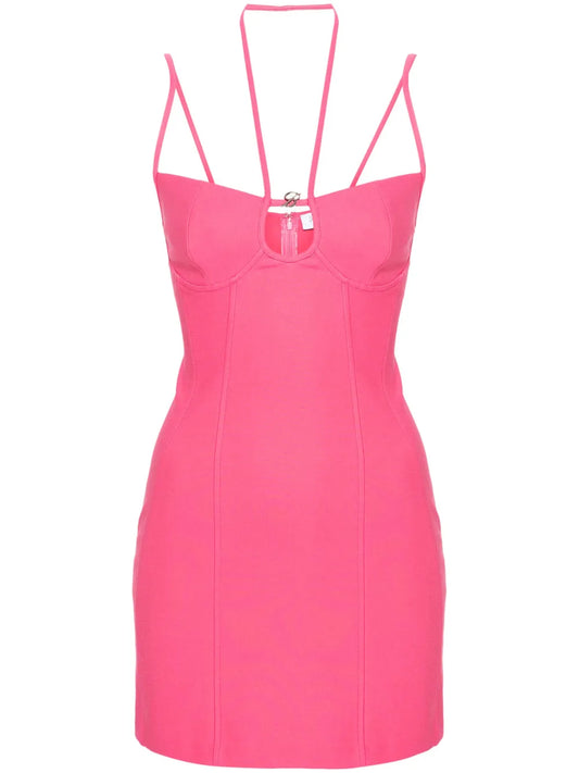 Logo-Plaque Halterneck Dress