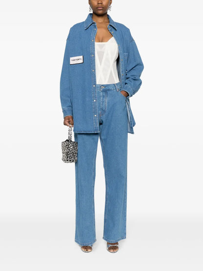 High-Waist Straight-Leg Jeans