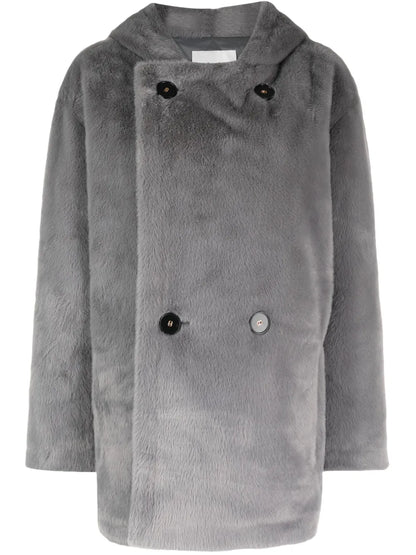 Faux-Fur Double-Breasted Jacket
