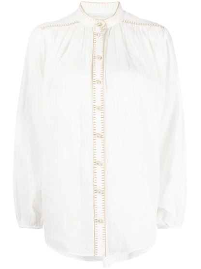 Junie Stitch-Detail Ramie Blouse