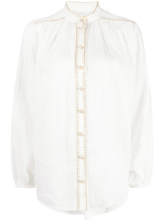 Junie Stitch-Detail Ramie Blouse