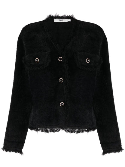V-Neck Brushed-Finish Cardigan