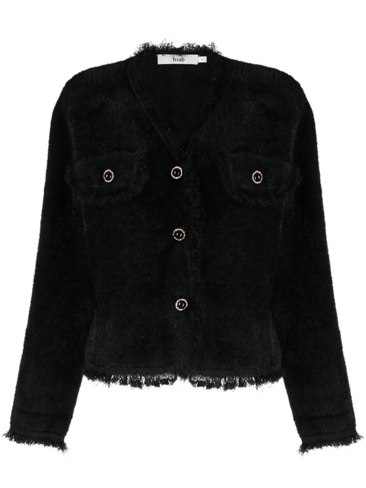 V-Neck Brushed-Finish Cardigan