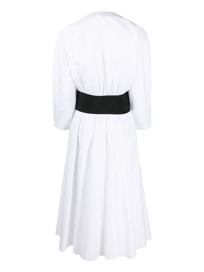 Belted Poplin Midi Dress