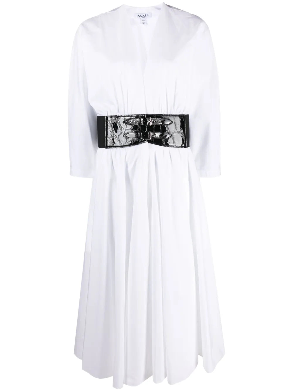Belted Poplin Midi Dress