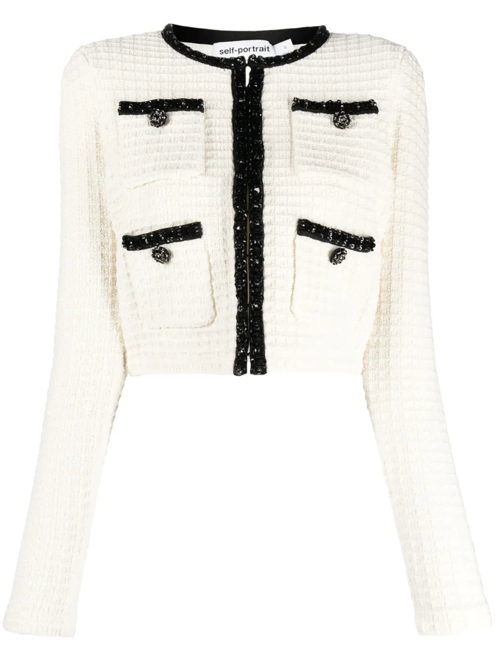 Waffle-Knit Cropped Jacket