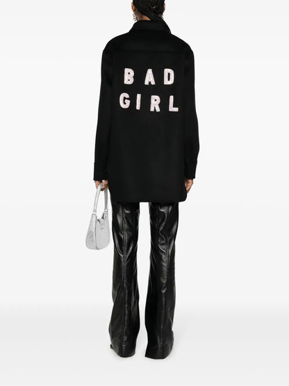 Slogan-Embroidered Wool Jacket