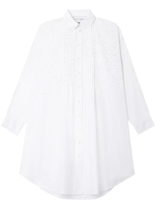 Greta Rhinestoned Cotton Shirtdress