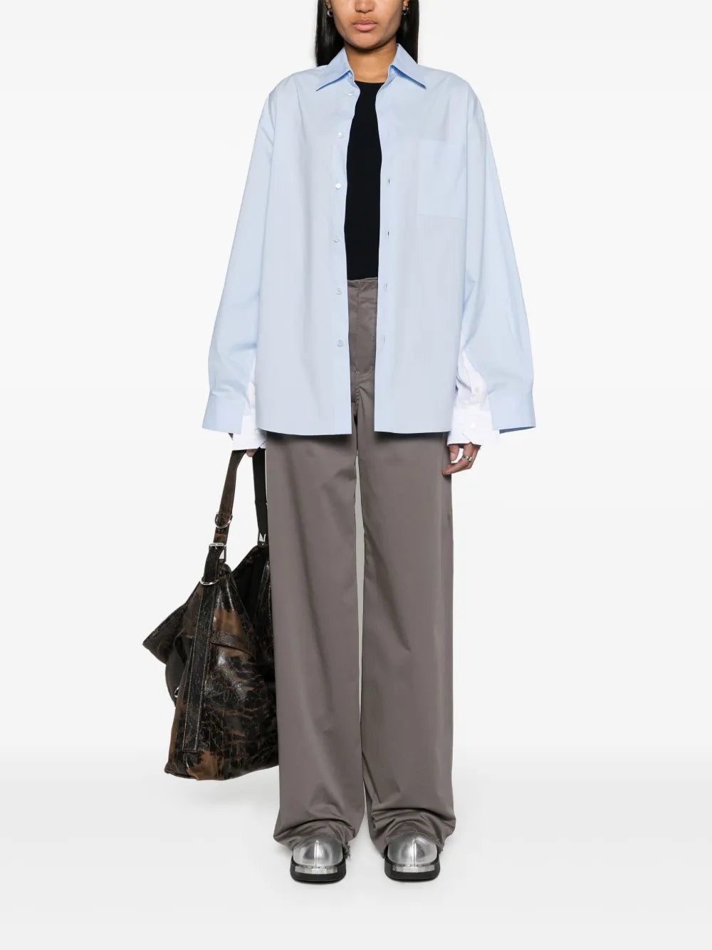 Pinstripe-Panel Cotton Shirt