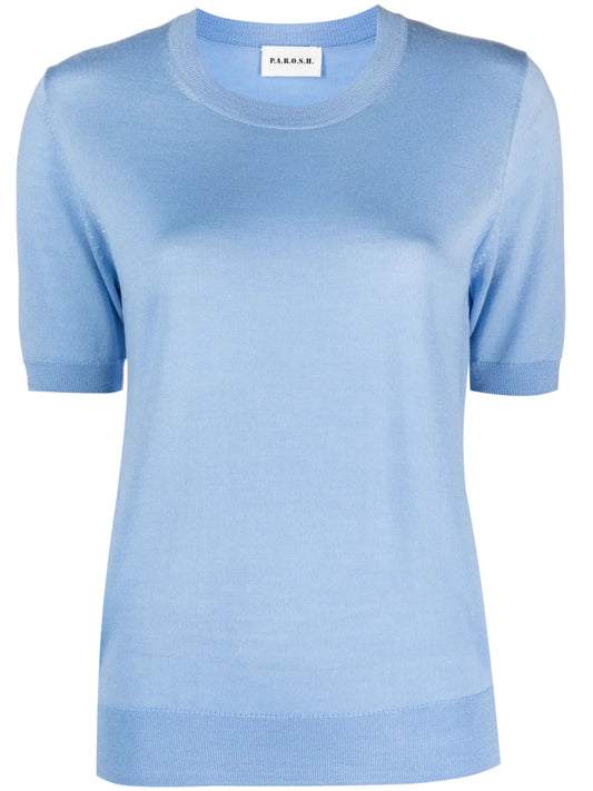 Fine-Knit Short-Sleeve Jumper