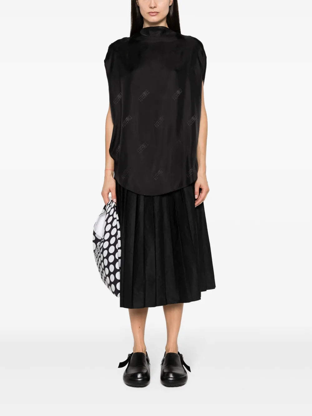 Numbers-Motif Sleeveless Blouse