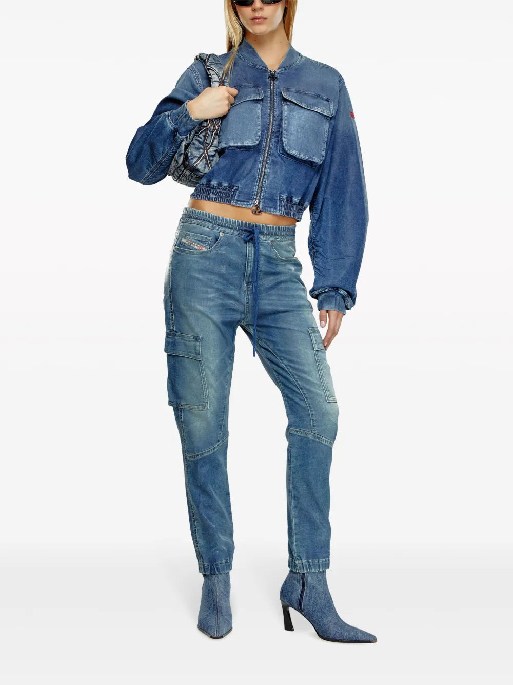 De-Khlo-S Track Denim Bomber Jacket