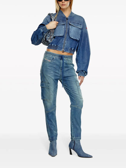 De-Khlo-S Track Denim Bomber Jacket
