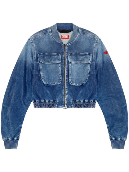 De-Khlo-S Track Denim Bomber Jacket