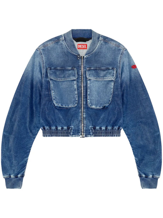 De-Khlo-S Track Denim Bomber Jacket