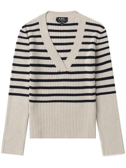 Striped Ribbed-Knit Jumper