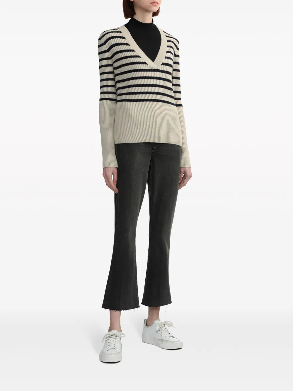 Striped Ribbed-Knit Jumper