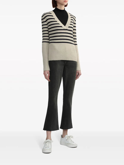 Striped Ribbed-Knit Jumper