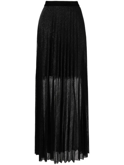 Lurex-Detail Pleated Maxi Skirt