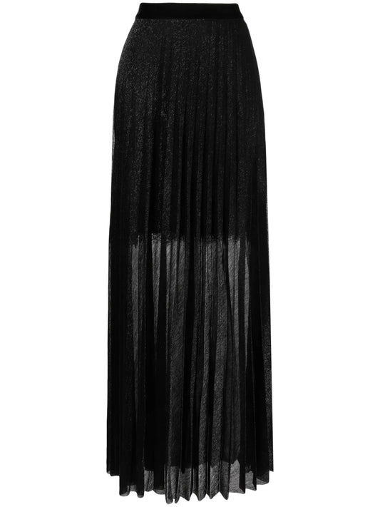 Lurex-Detail Pleated Maxi Skirt