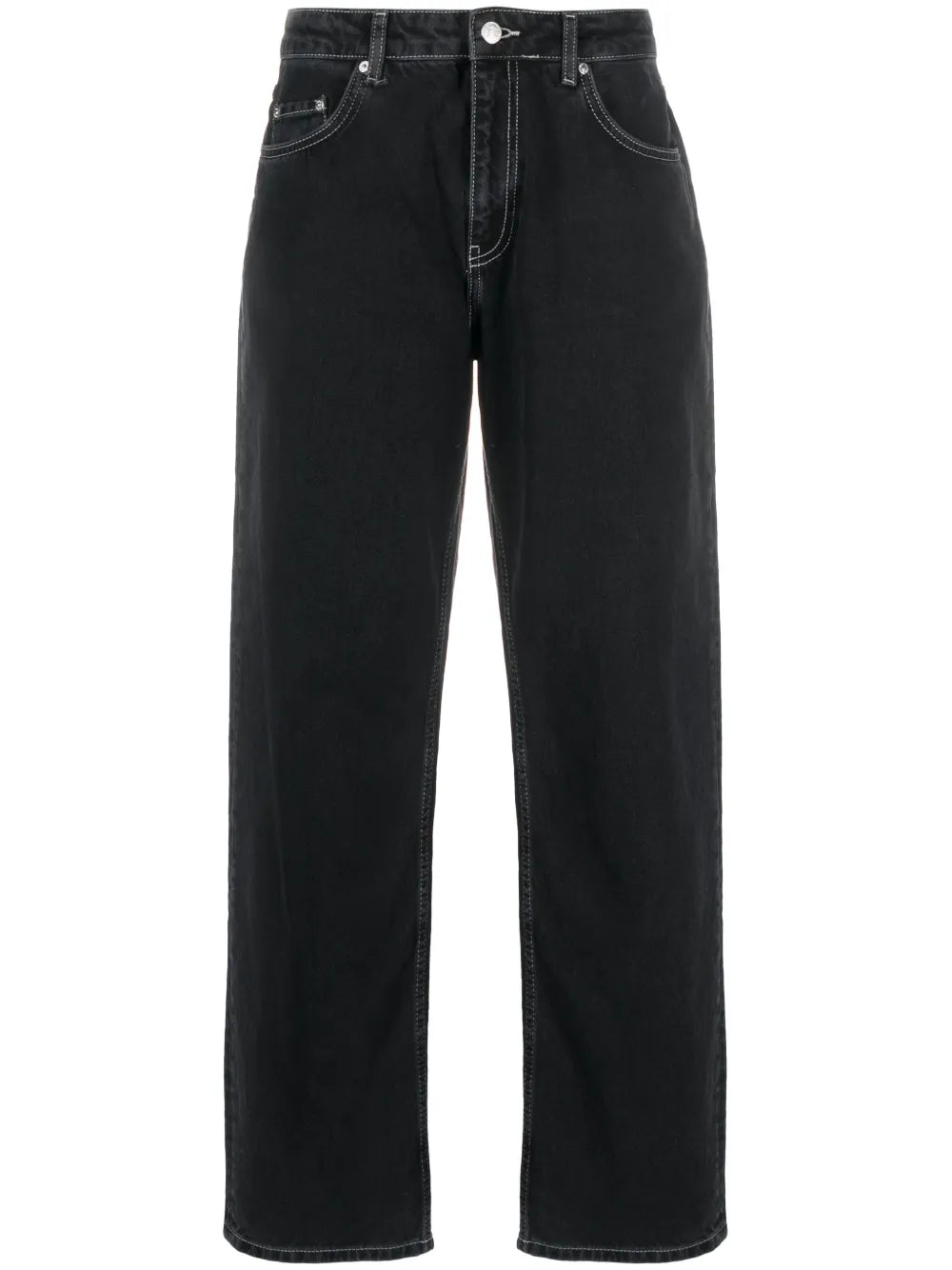 Contrast-Stitching Straight-Leg Jeans