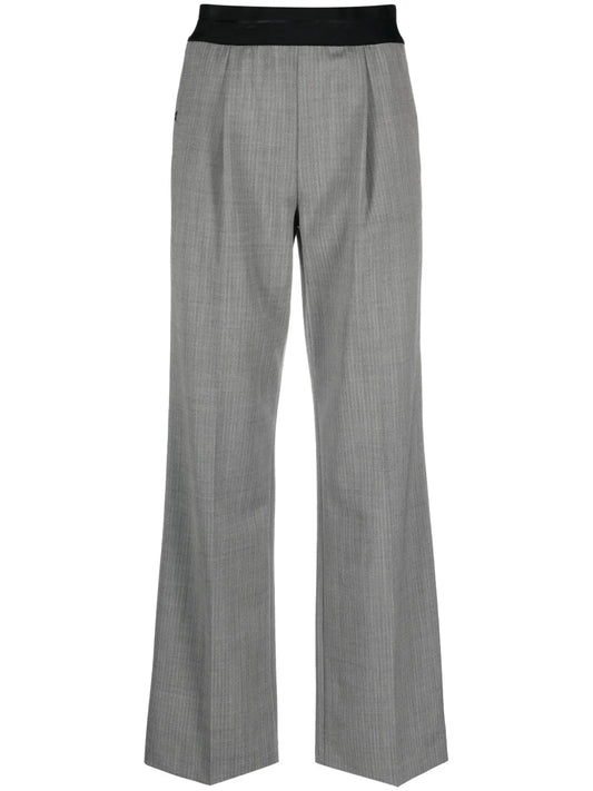Herringbone Elasticated-Waistband Trousers