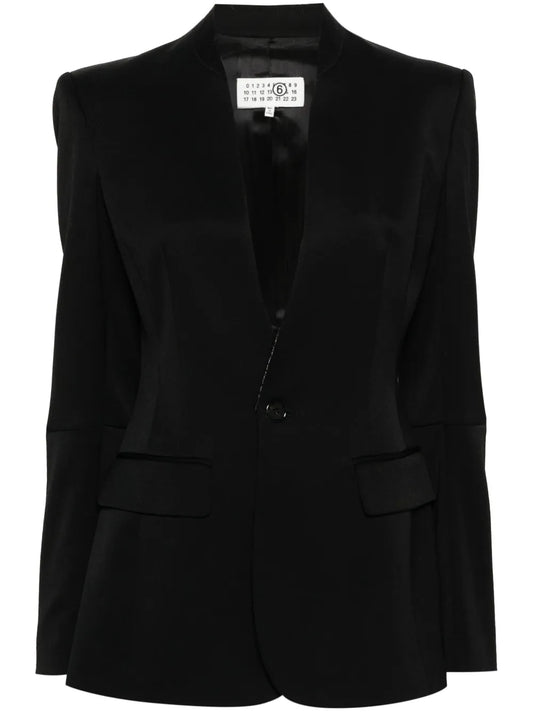 Contrast-Stitching Single-Breasted Blazer