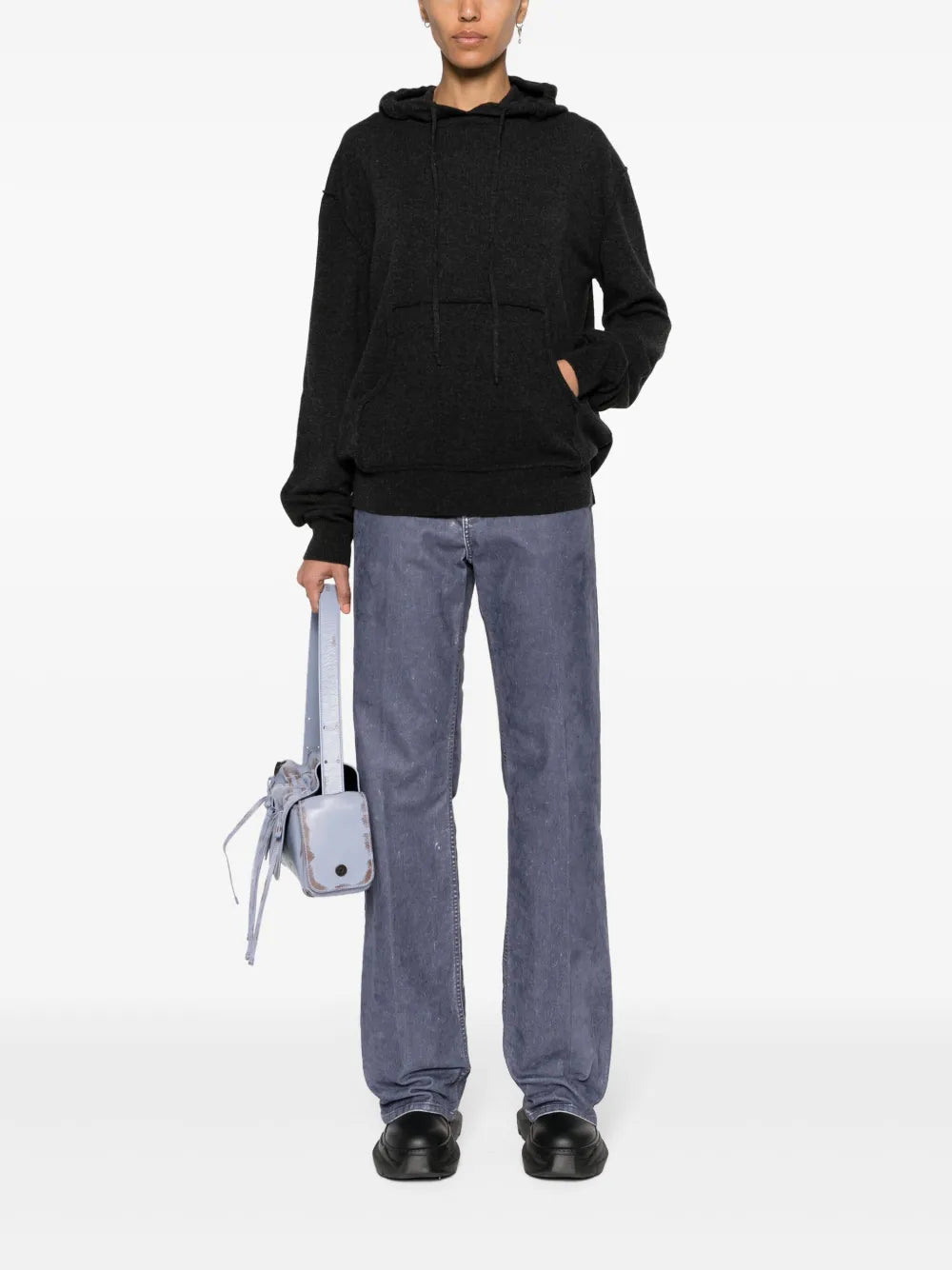 Four-Stitch Logo Wool Blend Hoodie