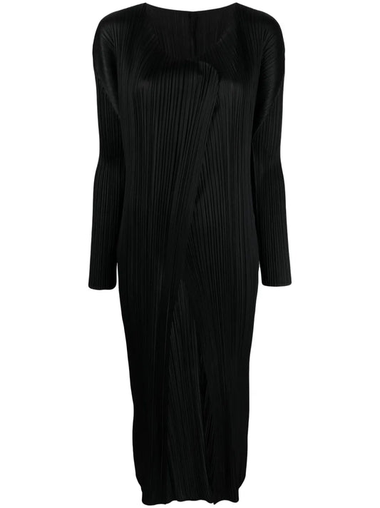 Pleated Open-Front Coat