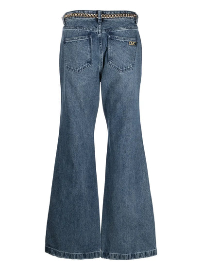 Belted High-Rise Flared Jeans