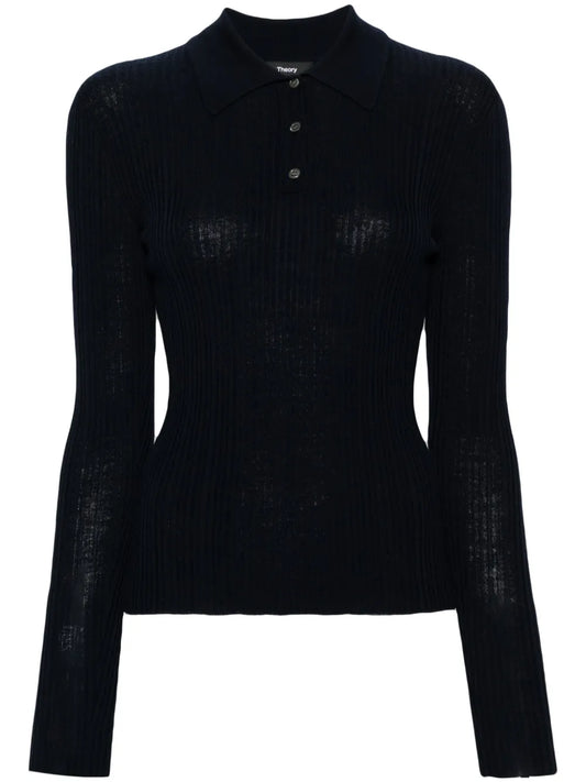 Ribbed-Knit Polo Shirt