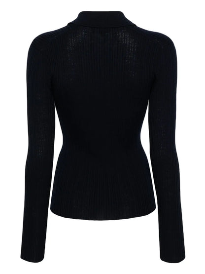 Ribbed-Knit Polo Shirt