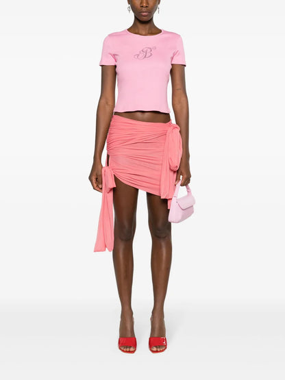 Sash-Detailing Asymmetric Miniskirt