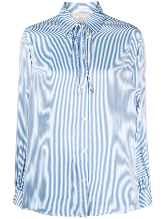 Bolo-Tie Striped Shirt