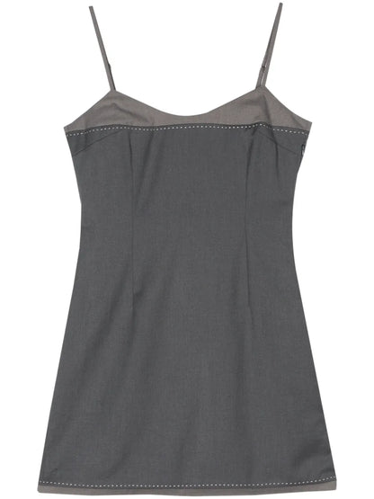Spaghetti-Strap Contrast-Stitching Minidress