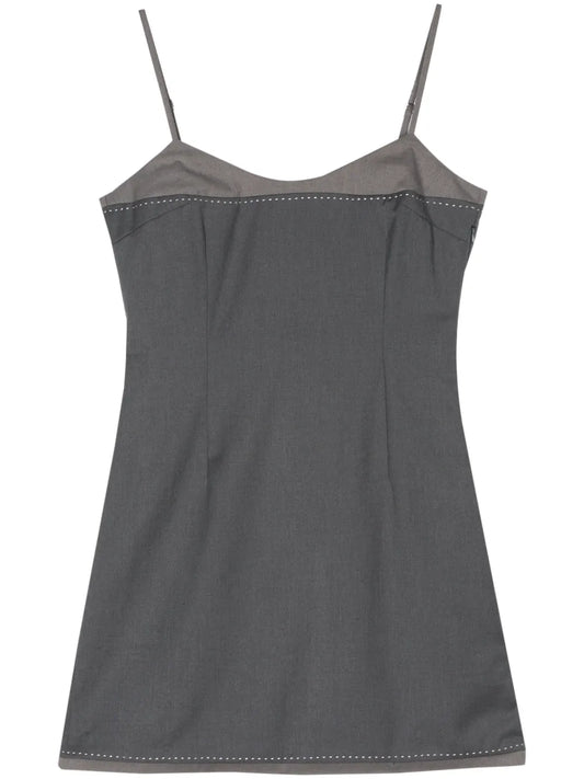Spaghetti-Strap Contrast-Stitching Minidress