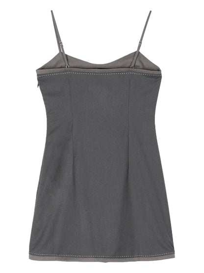 Spaghetti-Strap Contrast-Stitching Minidress