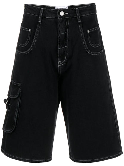 Contrast-Stitching Knee-Length Shorts
