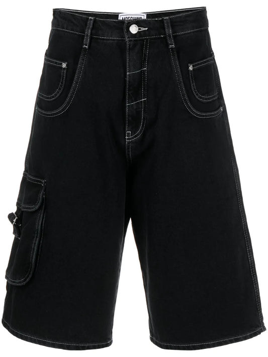 Contrast-Stitching Knee-Length Shorts