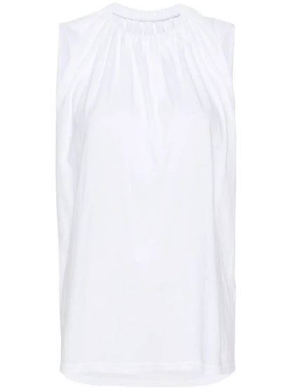 Gathered-Detail Cotton Tank Top