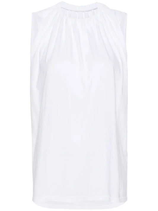 Gathered-Detail Cotton Tank Top