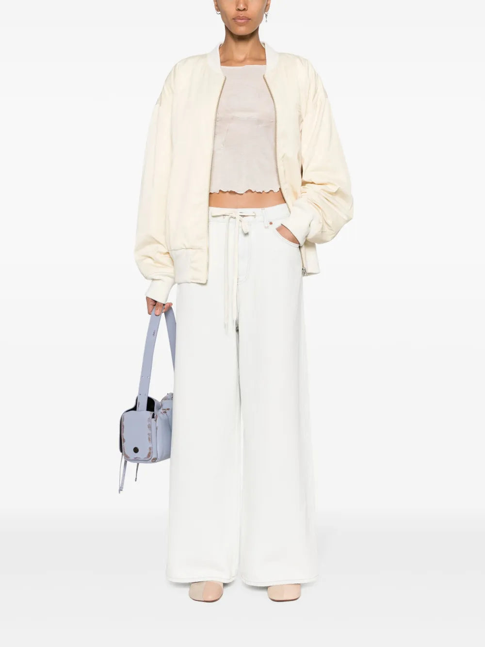 Drawstring-Waist Wide-Leg Jeans
