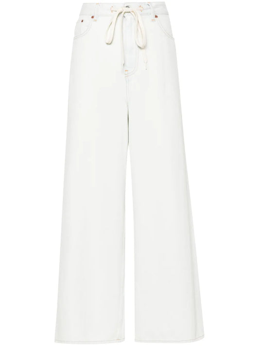 Drawstring-Waist Wide-Leg Jeans