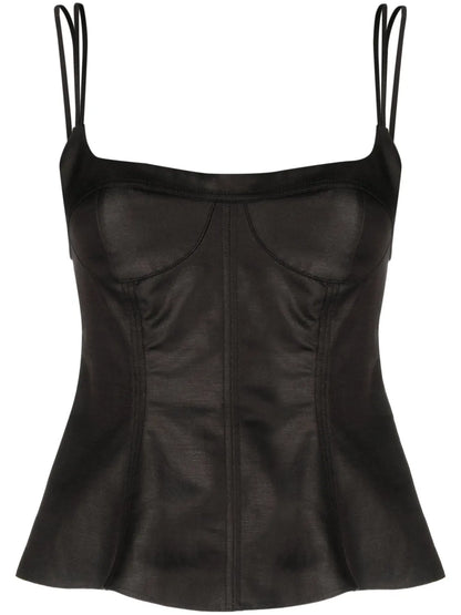 Corset-Style Peplum Tank Top
