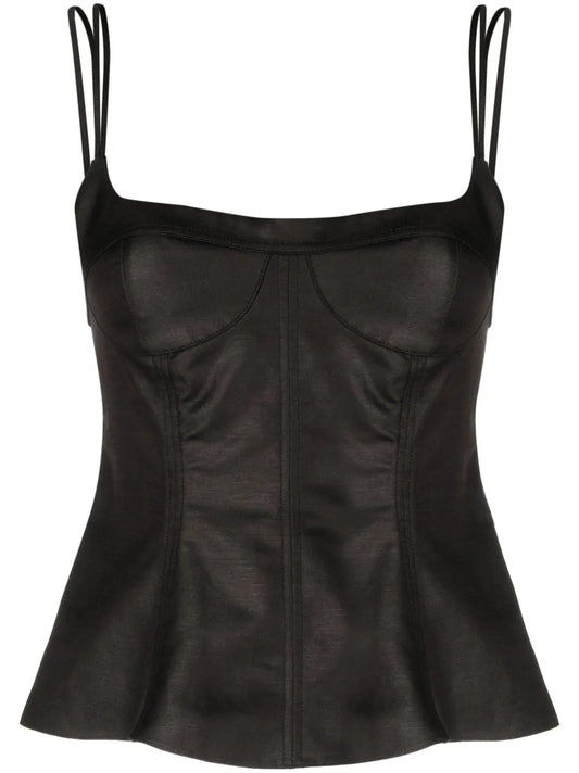 Corset-Style Peplum Tank Top